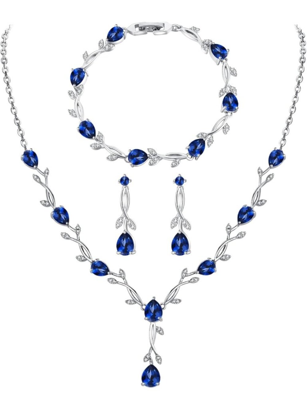 Elegant Jewelry Set for Women - Dangle Earrings, Necklace & Bracelet